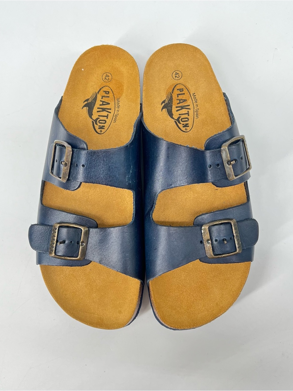 Plakton Women's‎ Navy Double-Buckle Sandals Similar to Birks Sz 42 (US 10.5)